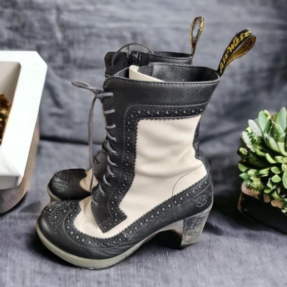 Dr. Martens Shoes - Dr martens Regina black/white brouge boots10 hole lace upVictoriana styleUk 5